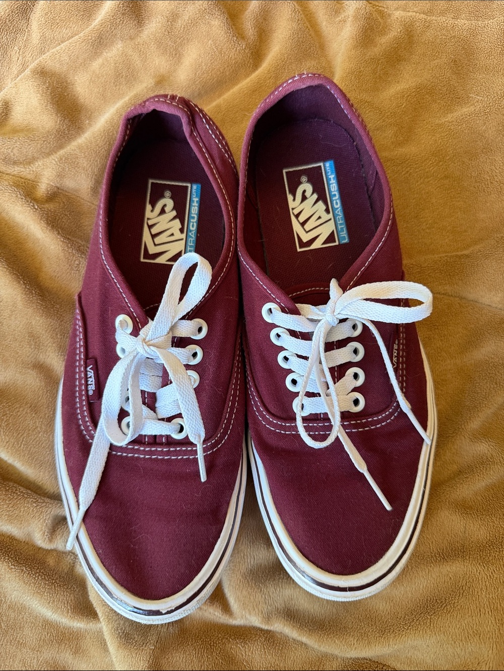 Vans Maroon Canvas Low-Top Sneakers with White Laces